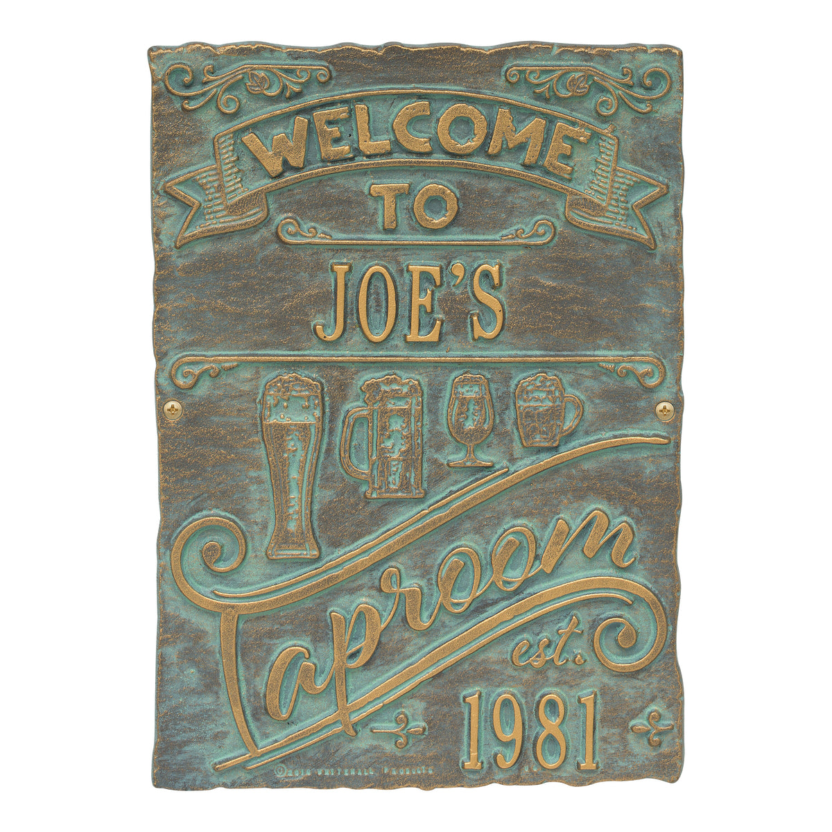 Tap Room Brew Pub Plaque: Bronze Verdigris original Whitehall photograph