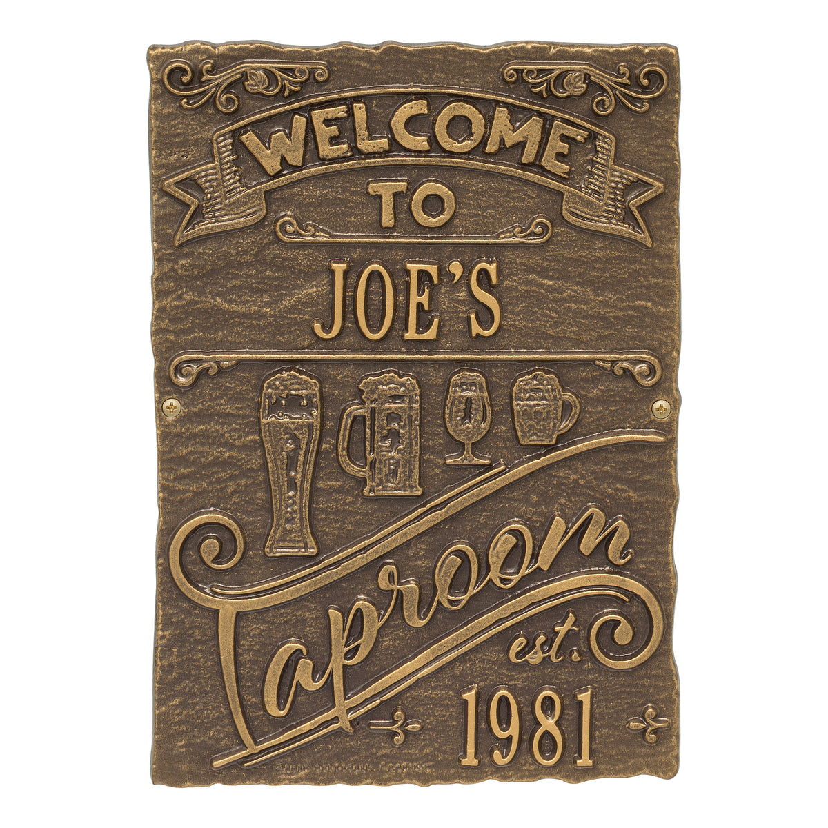 Tap Room Brew Pub Plaque: Dark Bronze / Gold original Whitehall photograph