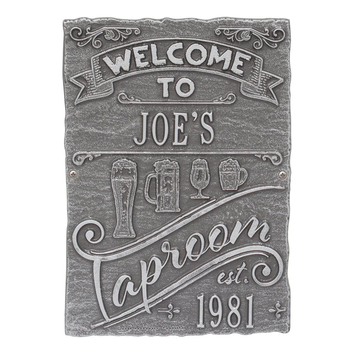 Tap Room Brew Pub Plaque: Pewter / Silver original Whitehall photograph