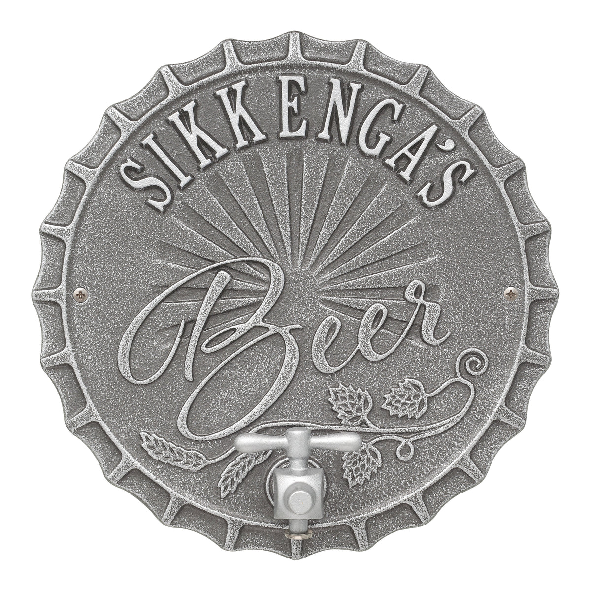 Bottle Cap Brew Pub Plaque: Pewter / Silver original Whitehall photograph