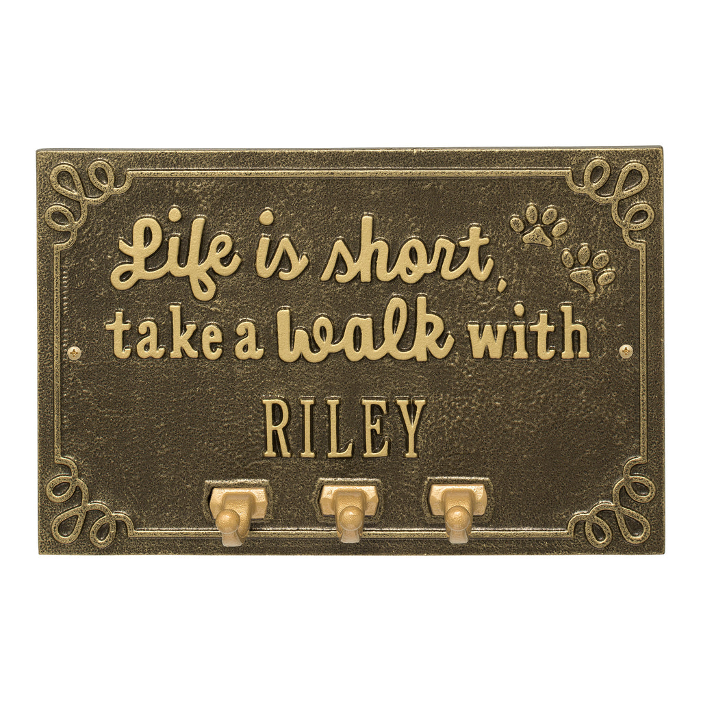 Life Is Short, Take a Walk Plaque: Antique Brass original Whitehall photograph