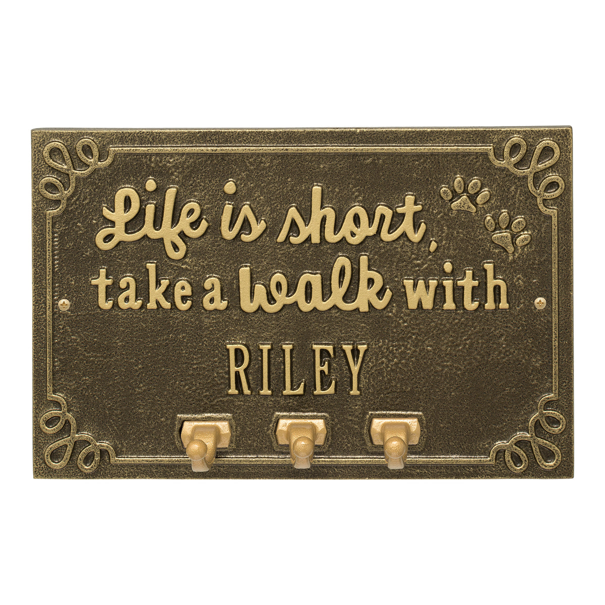 Life Is Short, Take a Walk Plaque: Antique Brass original Whitehall photograph