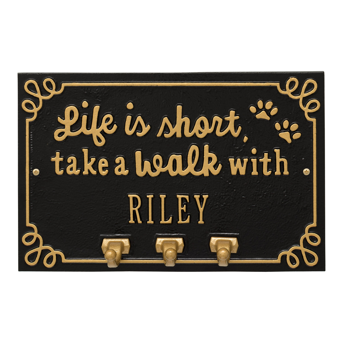 Life Is Short, Take a Walk Plaque: Black/Gold original Whitehall photograph