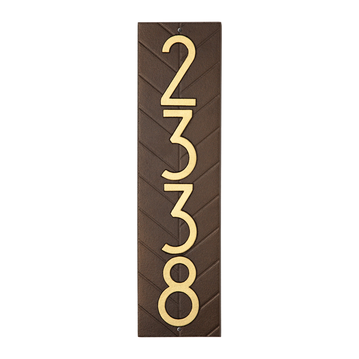 Herringbone Vertical Address Plaque: Aged Bronze / Gold original Whitehall photograph