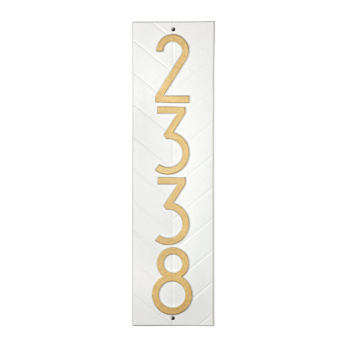 Herringbone Vertical Address Plaque: White / Gold original Whitehall photograph