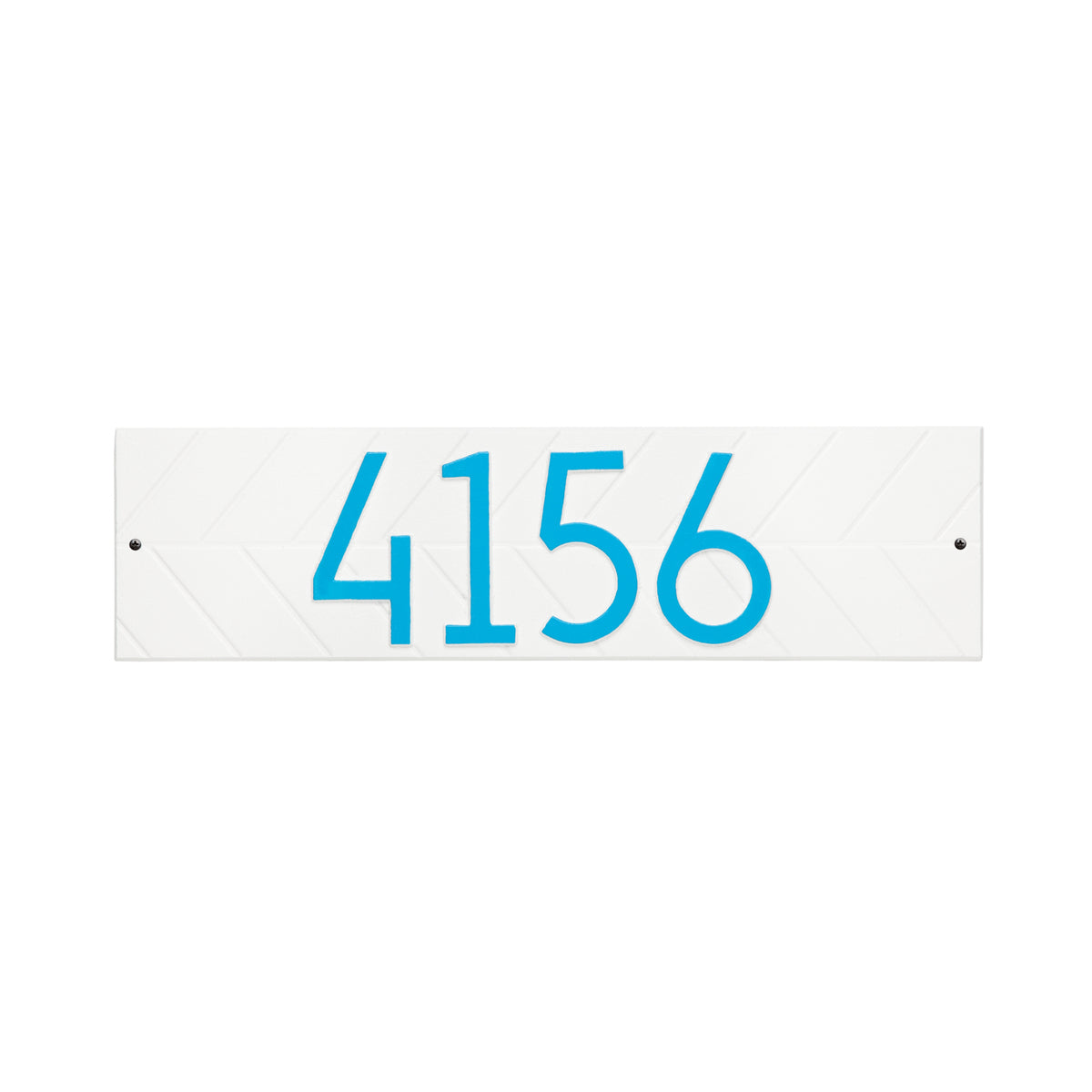 Herringbone Horizontal Address Plaque: White / Aruba Blue original Whitehall photograph