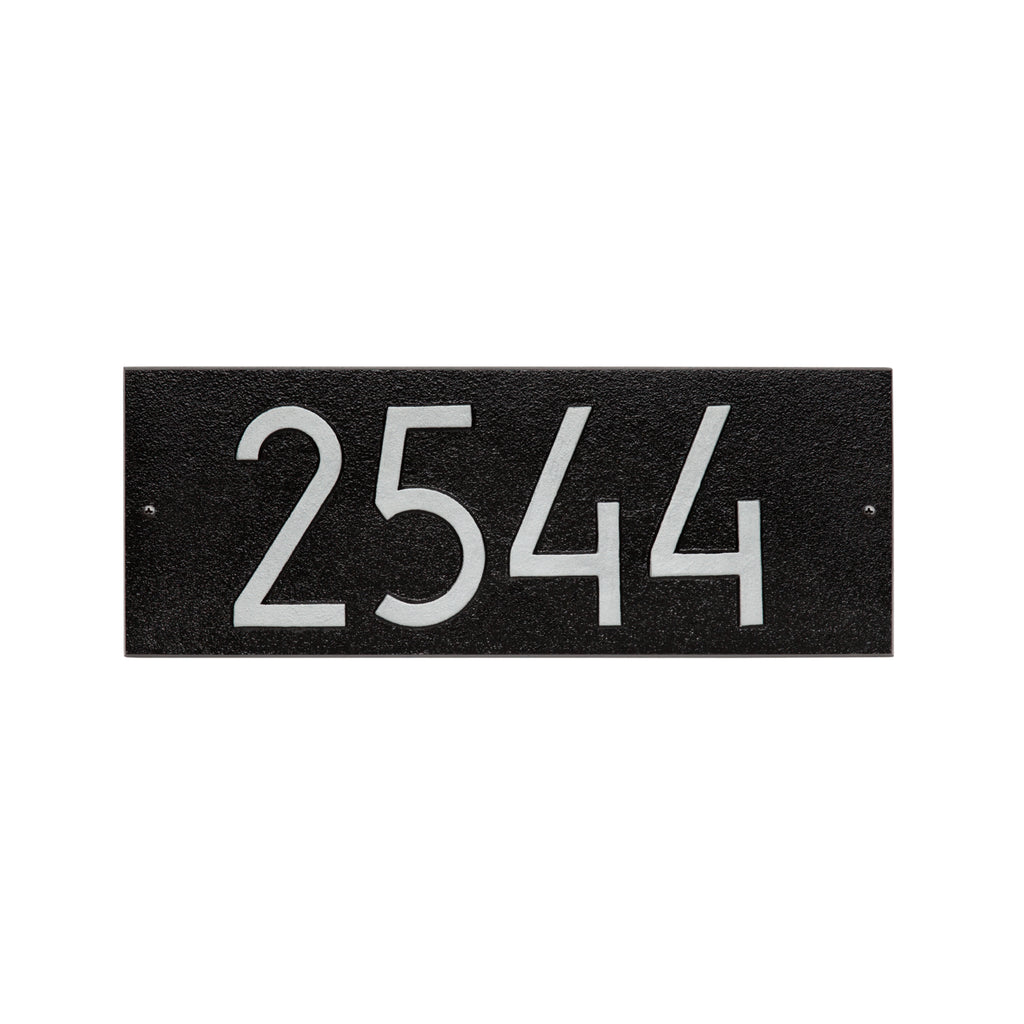 Mid-Century Rectangle Address Plaque: Black / Silver original Whitehall photograph