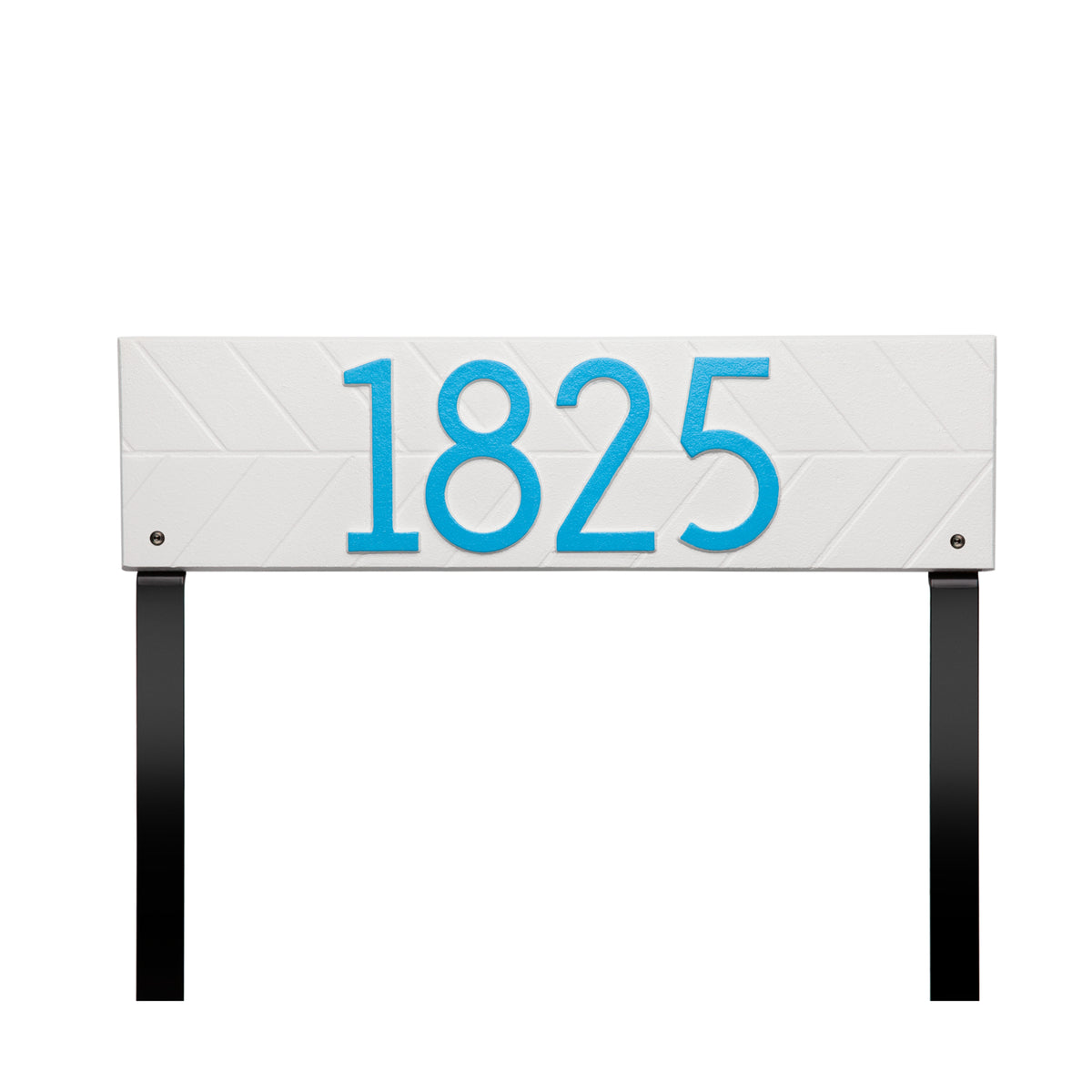 Herringbone Horizontal Lawn Plaque: White / Aruba Blue original Whitehall photograph