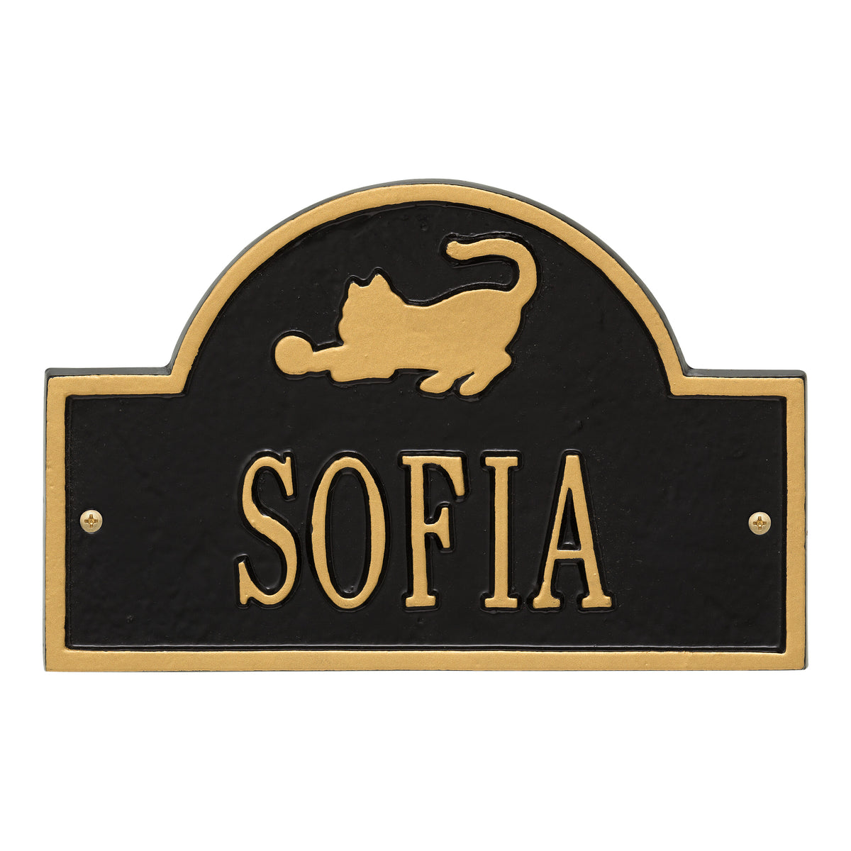 Cat Arch Mini Wall Plaque: Black/Gold original Whitehall photograph