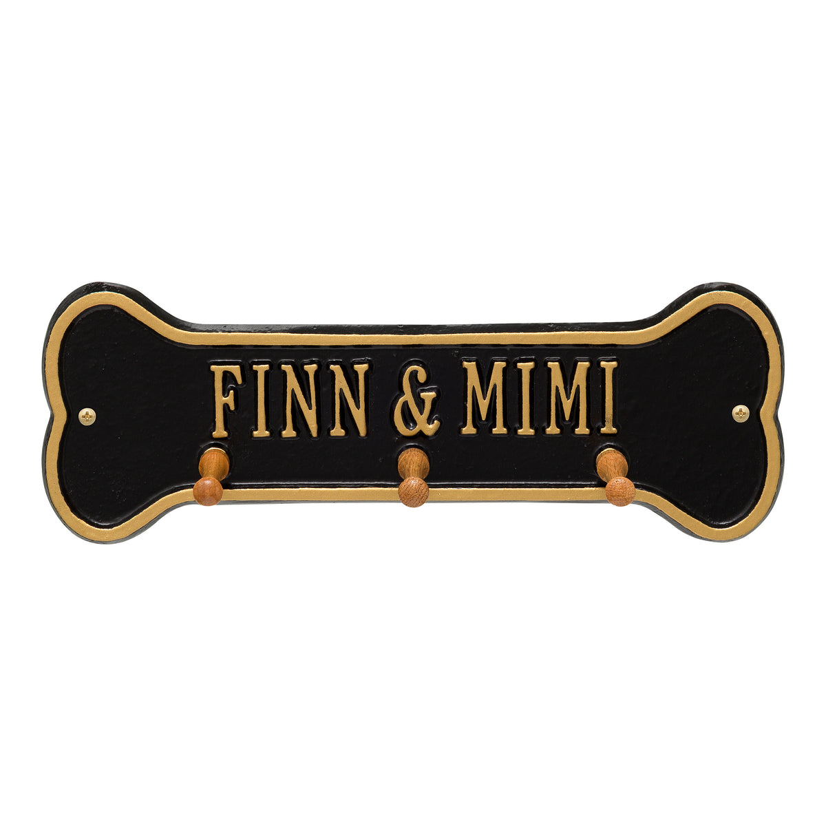 Personalized Bone Leash Holder: Black/Gold original Whitehall photograph