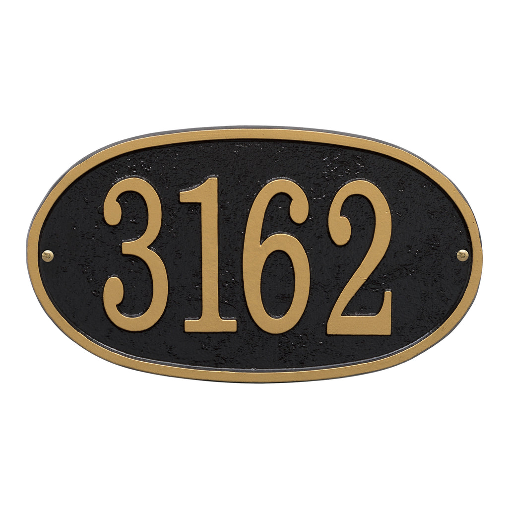 Fast & Easy Oval Address Plaque: Black/Gold original Whitehall photograph