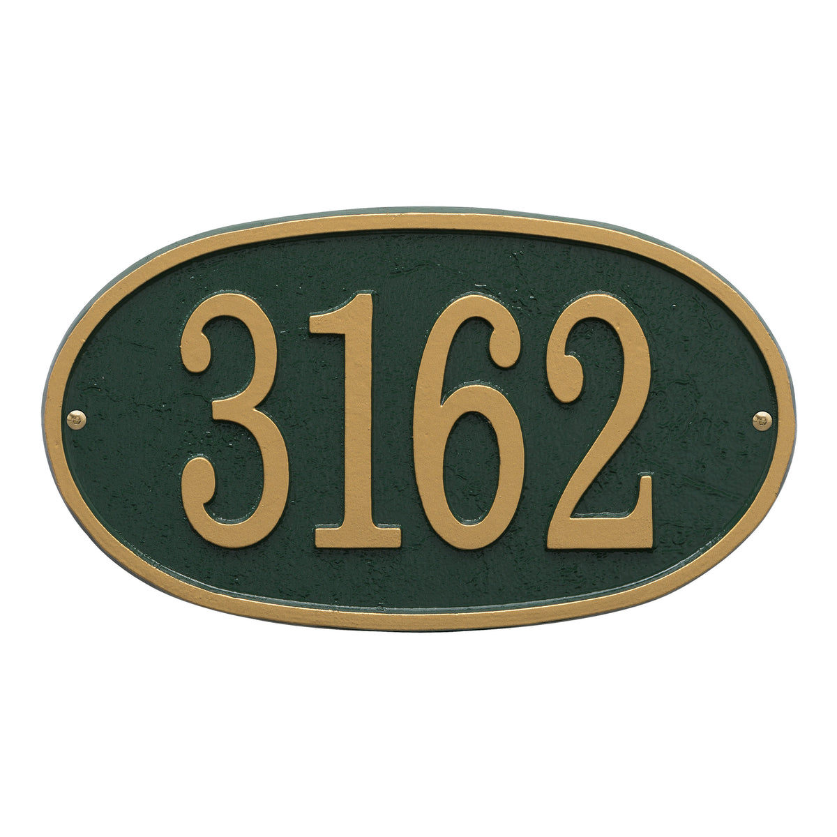 Fast & Easy Oval Address Plaque: Green/Gold original Whitehall photograph