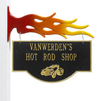 Two-Sided Hanging Hot Rod Plaque: Black/Gold original Whitehall photograph