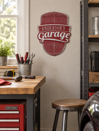 Car Grille Garage Plaque: illustrative lifestyle scene