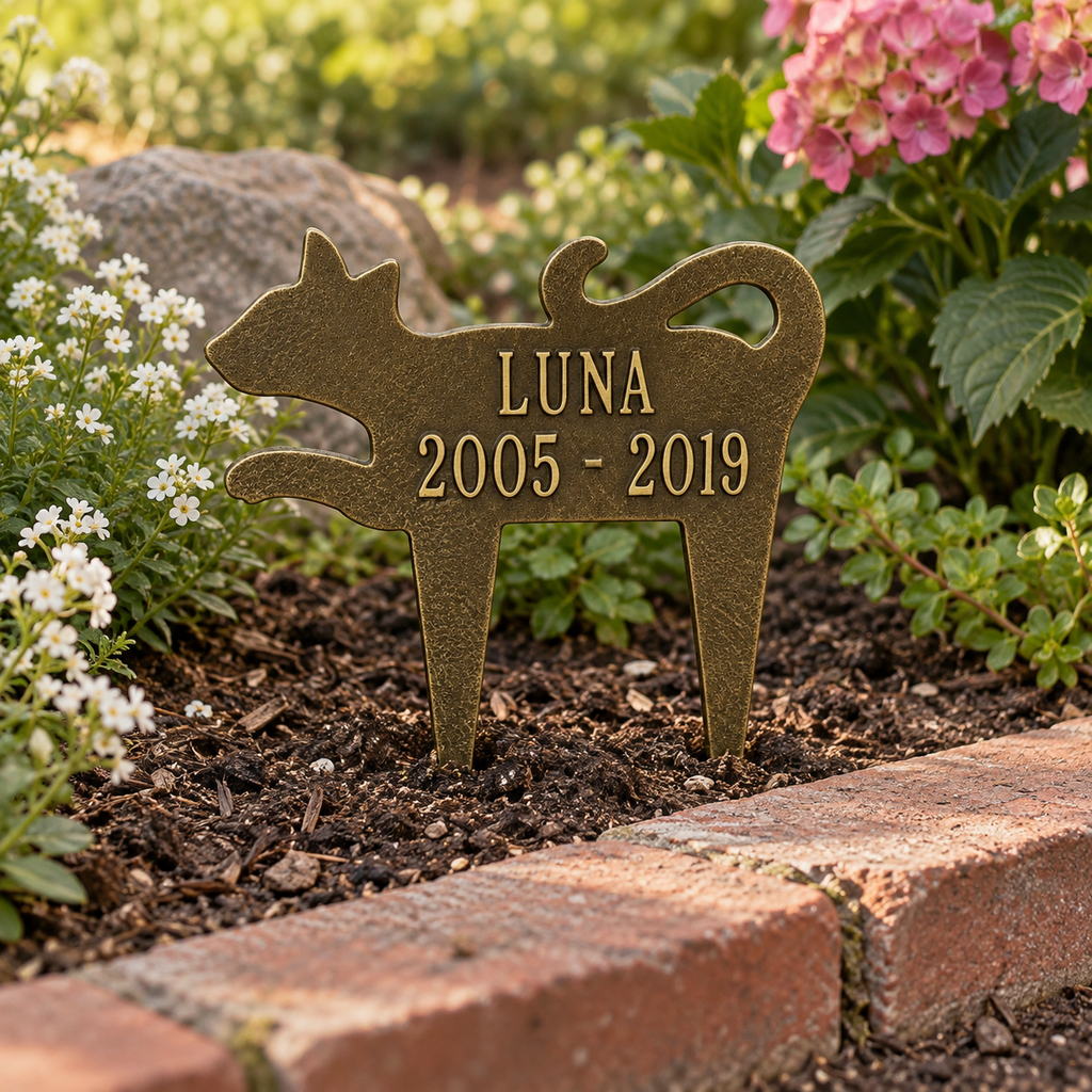 Cat Silhouette Memorial Plaque: illustrative lifestyle scene