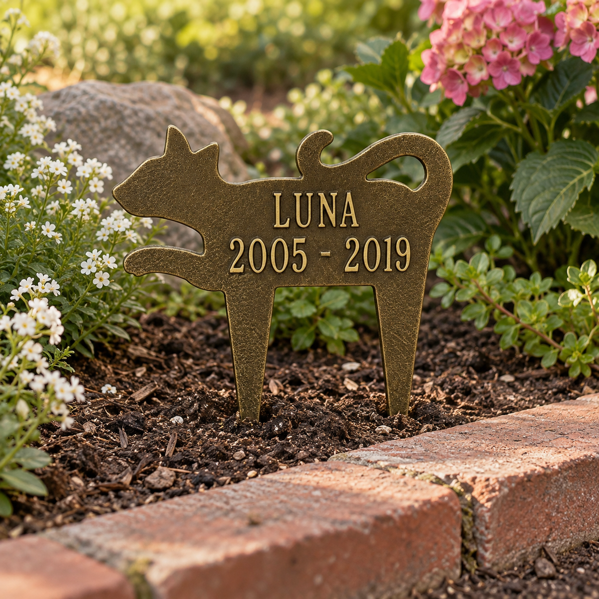 Cat Silhouette Memorial Plaque: illustrative lifestyle scene