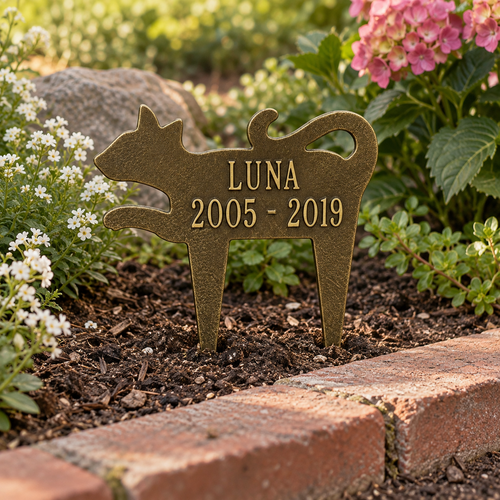 Cat Silhouette Memorial Plaque: illustrative lifestyle scene