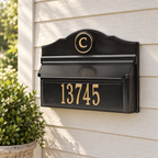 Colonial Wall Mailbox with Plaque & Monogram: illustrative lifestyle scene
