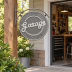 Hanging Garage Plaque & Bracket: illustrative lifestyle scene