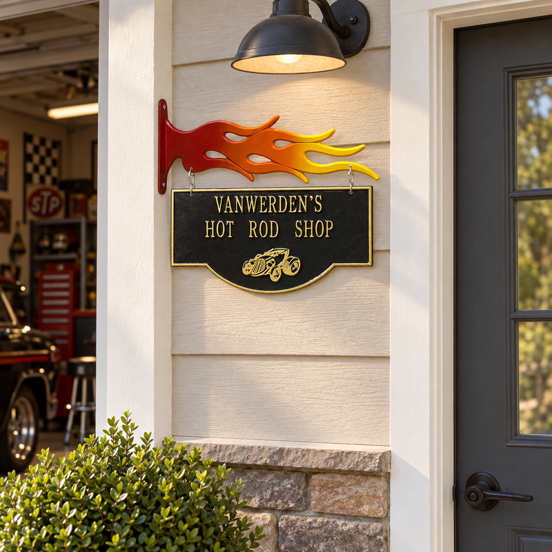Two-Sided Hanging Hot Rod Plaque
