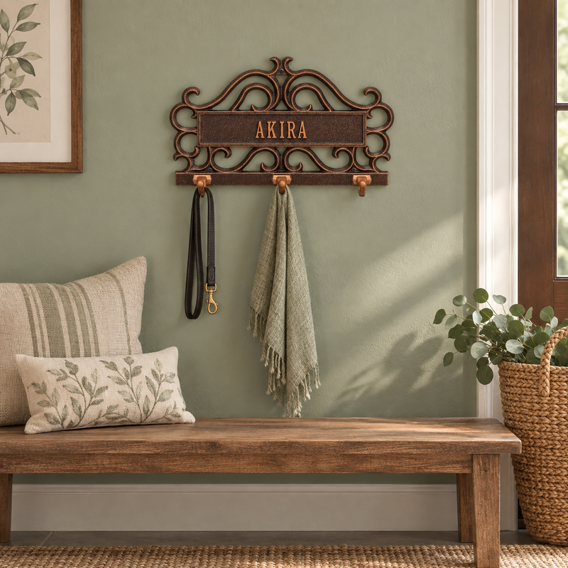 Scroll Personalized Leash Hook Plaque