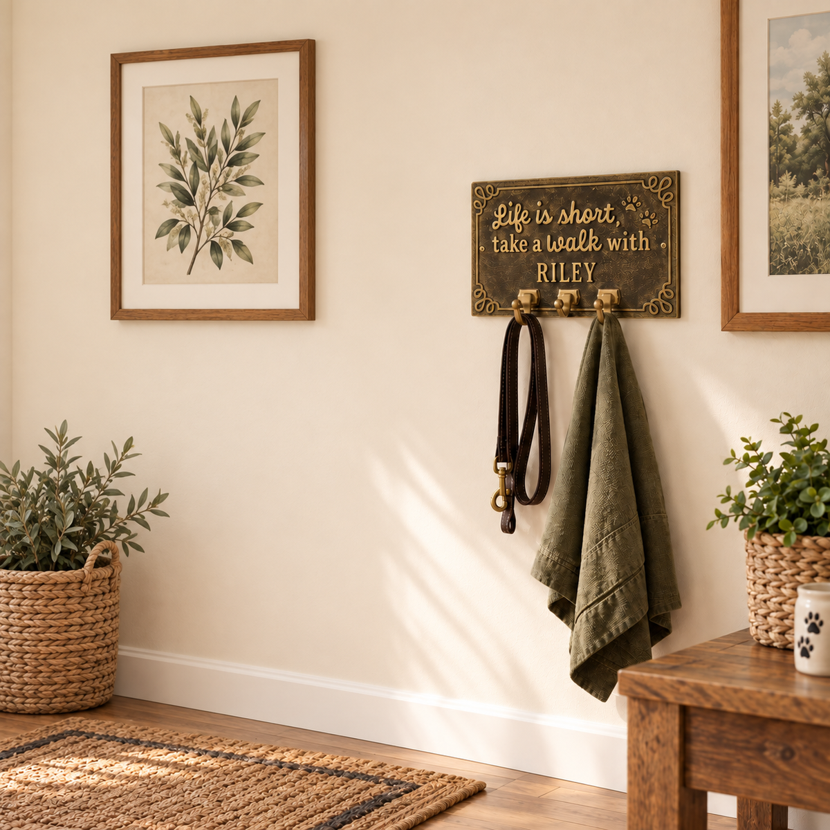 Life Is Short, Take a Walk Plaque: illustrative lifestyle scene